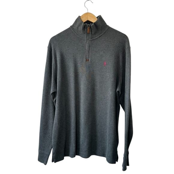 Polo Ralph Lauren GRAY 1/4 Zip 100% Cotton Knit Pullover Sweater Men's Large - Picture 1 of 8